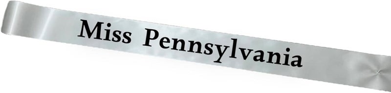 Miss Chose your State across the body pageant sash with adjustable pin closure